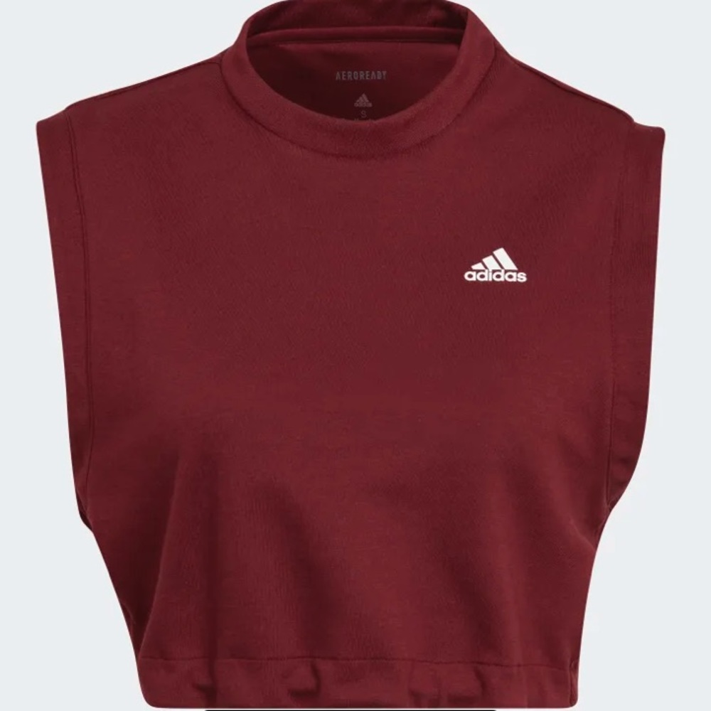 adidas AeroReady Cropped Tank Top XL NWT Burgundy Studio Workout Athleisure